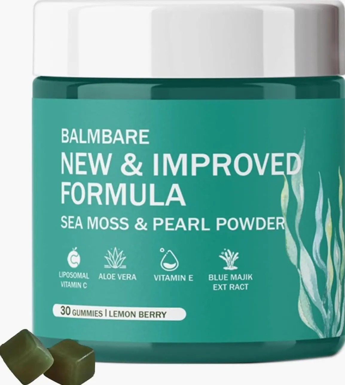 balmbare Revive Hair Gummies - Sea Moss Gummies with Hair, Skin & Nails Vitamins with Seamoss, Pearl Powder, Vitamin E, Aloe Vera, Liposomal Vitamin C, 30 Count