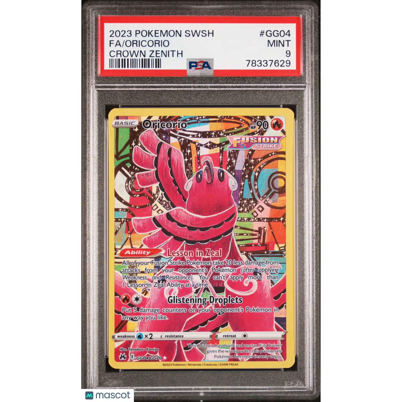 PSA 2023 Pokémon Oricorio #GG04 Full Art Crown Zenith 9 Graded Card
