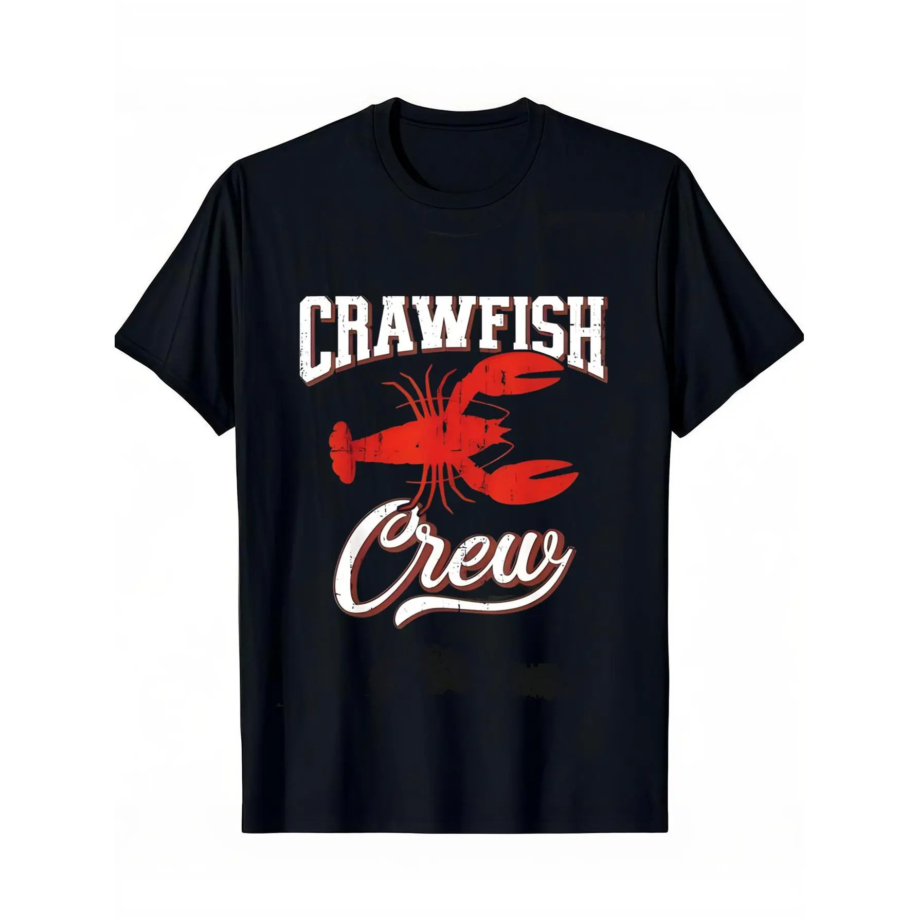 Men's Crayfish & Slogan Graphic Tshirt, Casual Streetwear Style with a Loose Fit and Comfortable Round Neck in Soft Breathable Knit Cotton, Shortsleeve