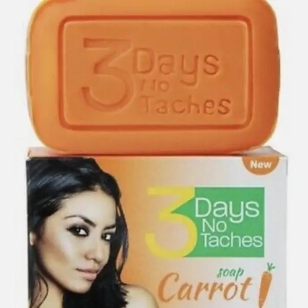 3 Days no Taches Soap Carrot 2.82oz, Fade dark spots, Eczema Relief, Bright Even Skin Tone