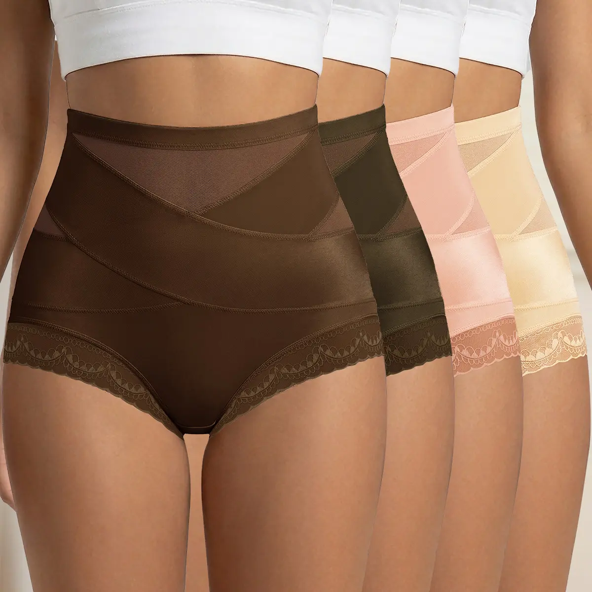 Morelect Women's Minimalist High Waist Briefs, 4 Pack Soft Stretchy Lightweight Plain Basic Full-Coverage Underwear