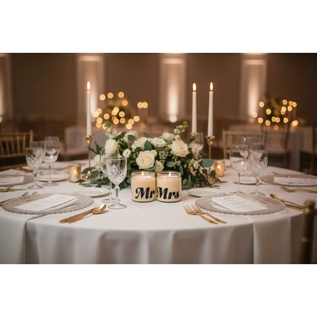 Mr & Mrs Wedding Candles — Elegant Bride & Groom Gift Set