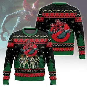 Stranger Things Ugly Christmas Sweater �C Funny Demogorgon Holiday Jumper with 80s Ghostbusters Theme, Perfect for Fans of Hawkins Crew and Spooky Festive Vibes!