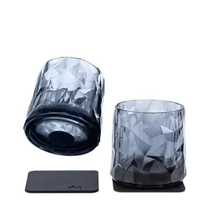 Durable Reusable Gray Magnetic Plastic Tumbler Cups - 2-Piece Set with Metal Nano Gel Pads, Camping Kitchen Drinkware