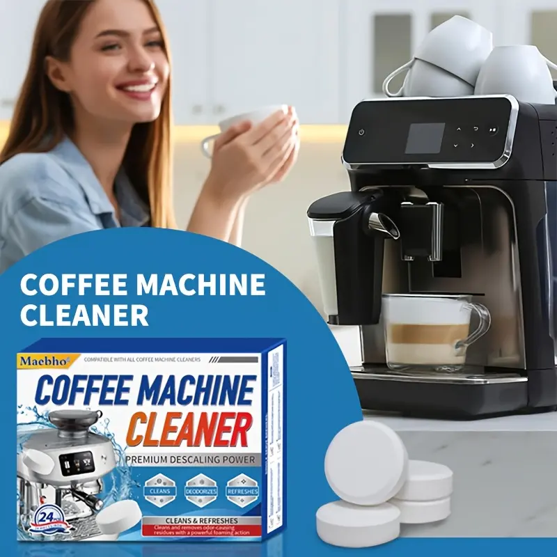 Maebho 24-piece coffee machine cleaner tablets, suitable for removing stains from household coffee machines and water pots, effective cleaning solution