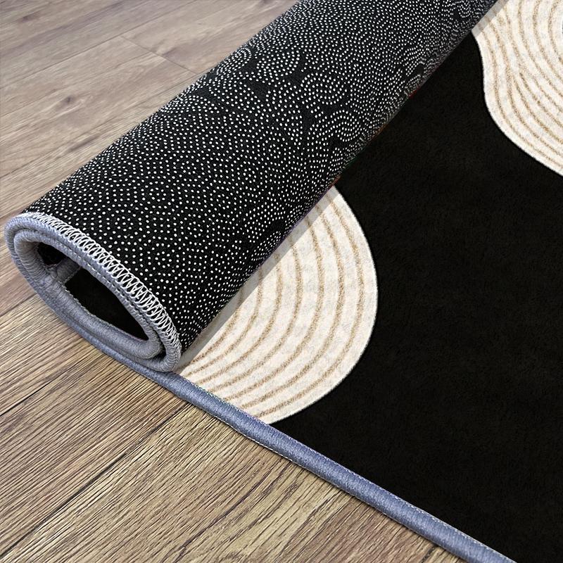 Beige wavy striped pattern, minimalist modern style Living room rug, easy to clean, suitable for hallway, living room 15-25 sqm, kitchen, bedroom 1.5m-1.8m single/double bed outdoorfun