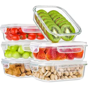 6 Pack Glass Meal Prep Containers, Glass  Storage Containers with , Airtight Lunch Bento Boxes, Leak Proof (6  & 6 Containers)