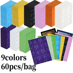 60PCS Holographic Heart-shaped Card Sleeves - Laser Flashing Foil Design, 66x91mm Acid-Free PP Protector Covers -Broken Gemstone Design Frosted Card Sleeves for Collectible Cards/ PTCG/MTG/PKM Trading Cards Sleeves