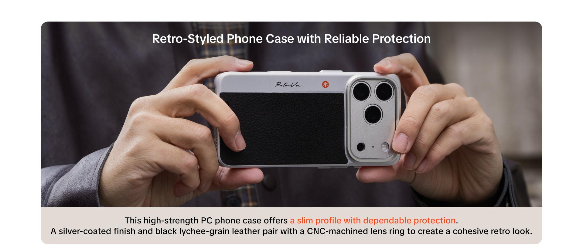 PGYTECH RetroVa Grip Kit for iPhone 17 Pro, Vintage Leather-Style Phone Case with Camera Grip, External MicroSD Recording, Bluetooth Remote Control for Photography/Daily Vloggers/Travel