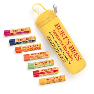 Burt's Bees Lip Balm Set with Exclusive Pouch - includes 7 moisturizing lip balms