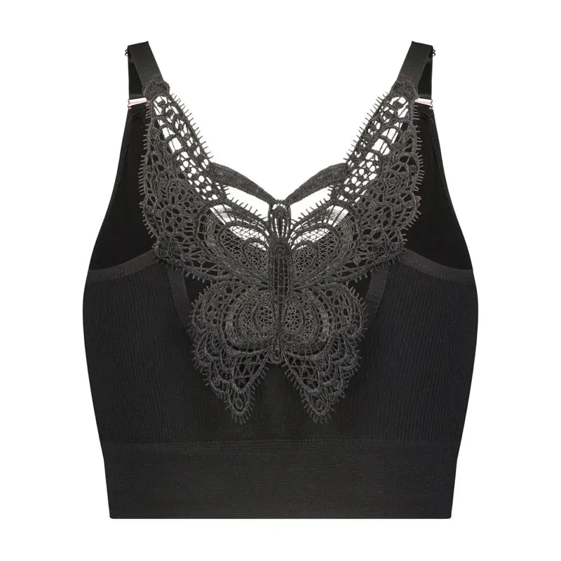 JadyK Jules Ribbed Crochet Bralette - Comfortable Fit for Everyday Wear, Stylish Ribbed Design, Black Color - Womenswear, Brallete