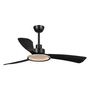 52" Bohemian Industrial Ceiling Fan with LED Light & Remote, Downrod Mount Reversible DC Motor, Rustic Wood Blades Quiet Fan for Living Room Bedroom Dining Room