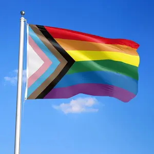 Rainbow Flag Theme 2D Flat Flag, Colorful Polyester Decorative Banner, Multiple Sizes Available, Metal Hooks Included, Ideal for Home Garden Parties