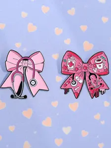 2pcs/set Cute Medical Badge Set with Bow Tie Stethoscope Pin, Perfect Graduation Gift for Intern Doctors and Nurses, Adorable Accessories for Healthcare Workers