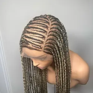 Cornrow braided wig 36inches grey full lace glueless wig
