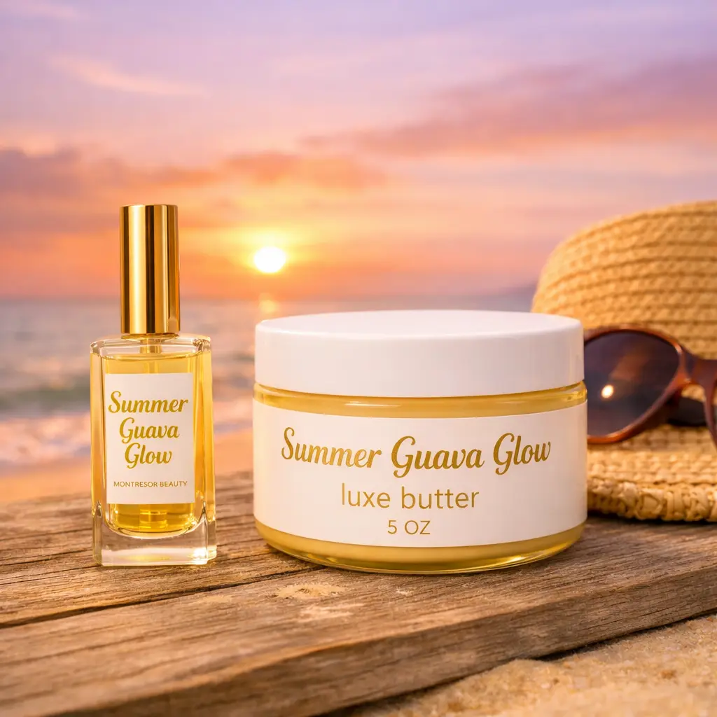 Summer Guava Glow Gift Set - Perfume (15/30ml) & 5 oz Body Butter with Shea, Coconut, Vanilla & Honey for a Silky, Hydrating Finish