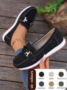 women's fashionable solid color slip on loafers, casual comfortable black round toe flats for daily wear, lightweight breathable shoes for all seasons, girl, casual trendy flat, footwear