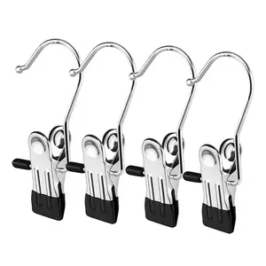 10 Counts Boot Hangers Clips, Premium Hooks Hanging Clips, Heavy Duty Closet Hanger Organizer for Home Travel , Multi-Purpose Clips for Laundry Clothes Accessories，black