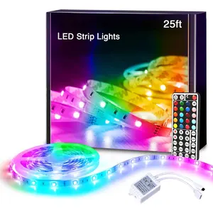 Led Lights for Bedroom 25ft RGB 5050 Led Strip Lights Color Changing Kit with 44  Remote Controller and 12V Power Supply Led Light Strips Indoor Decoration,Easter Decor