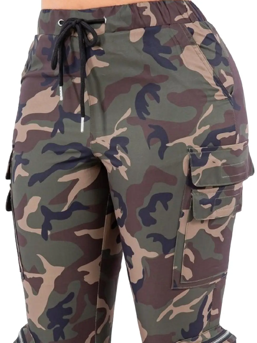 Utility Pocket Nylon Jogger Pants - Camouflage Cargo Style, Slim Fit Design for All-Season Wear