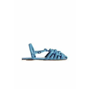 Women's Cabersa Blue Leather Fisherman Sandals - Padded Footwear for Comfortable Wear, Stylish Women's Shoe