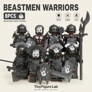 8PCS Orc Minifigures Building Block Toys, Fantasy Orc Warrior Figures with Weapons & Shields, MOC Accessories Compatible with Major Building Blocks, Collectible Mini Figures Gift for MOC Fans