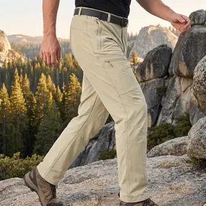 【Three-Proof Softshell Pants】Men’s Tactical Softshell Hiking Pants, 3-in-1 Water/Oil/Stain Repellent, Multi-Zip Pockets, With Belt, For Outdoor Trekking & Work