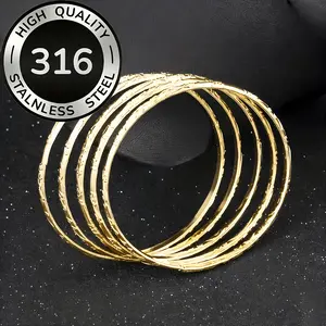 316 Stainless Steel 5Pcs Geometric Bangle Bracelets, Minimalist Daily Wear Jewelry, Hypoallergenic Fashion Accessories for Women Girls