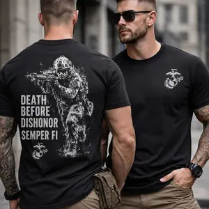 Death Before Dishonor Semper Fi Shirt, USMC Warrior Graphic Tee, Marine Corps Military T-Shirt, Veteran Pride Gift for Men