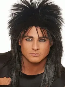 Unisex Long 70s 80s Mullet Wig, Glam Rock-Rocker Style, Perfect for Halloween & Themed Parties, Medium Length Design, Knotless Wig