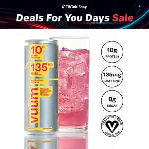 Drink Vuum Raspberry Lemon Protein Sparkling Water Natural Energy with Zero Sugar Beverage