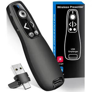 BEBONCOOL 2-in-1 USB Type-C Wireless Presentation Clicker Remote - Desk Gadgets Office Accessory for PowerPoint, Mac, Computer, Laptop (Black)
