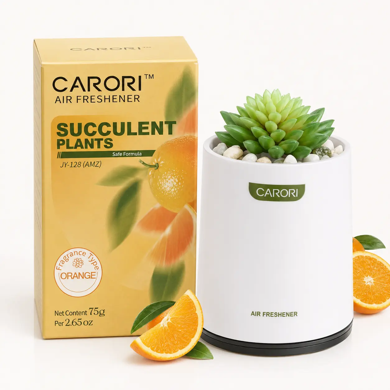 CARORI Orange Air Freshener for Home,plant diffuser， 75g Citrus Scent, Decorative Succulent Design