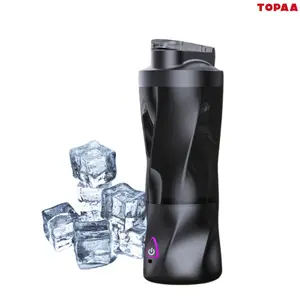 Father's Day Gifts Black Portable Blender Cup for Gym and Fitness Use USB Rechargeable High-Speed Leak-Proof Shaker