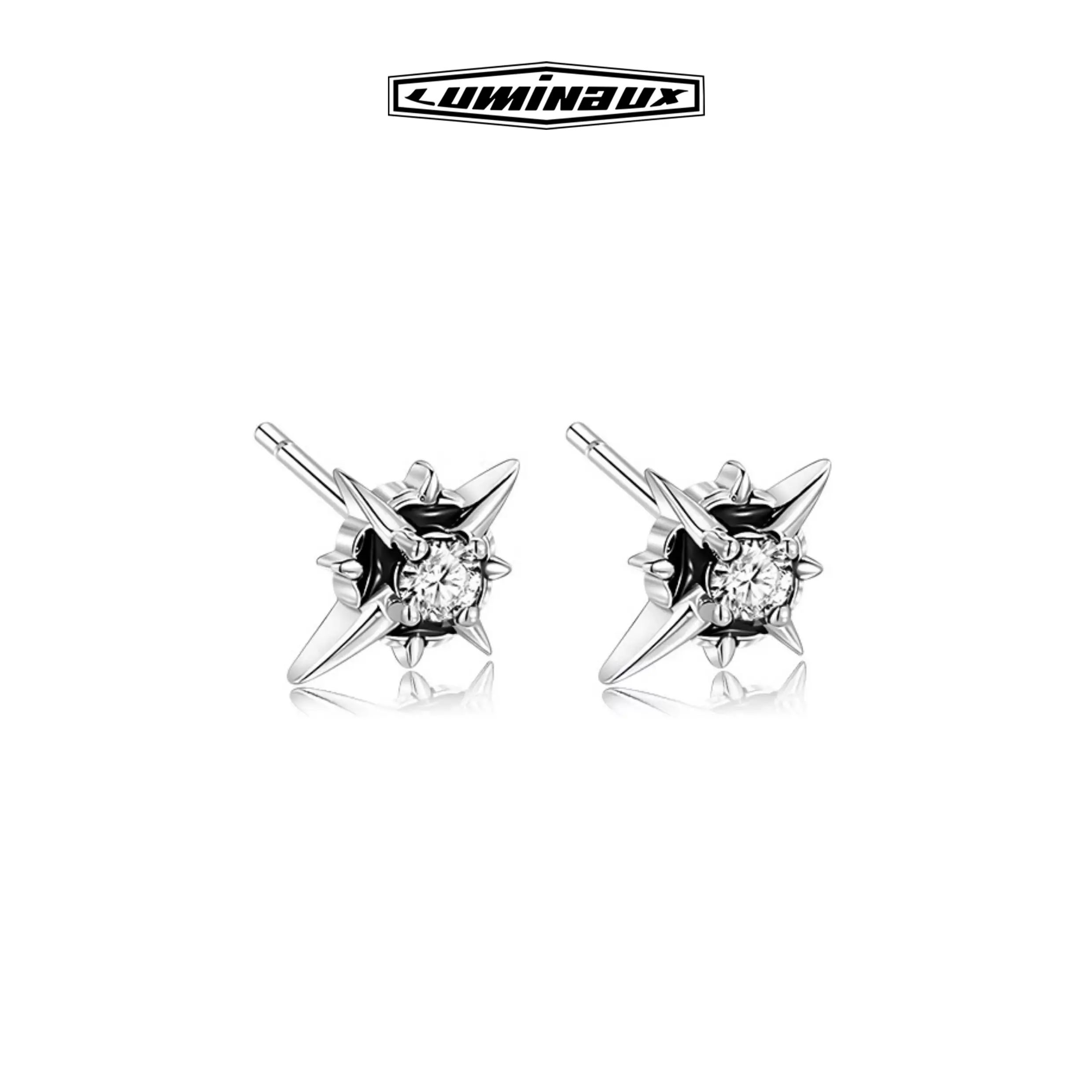 S925 sterling silver Polaris eight-pointed star stud earrings S925 sterling silver Polaris eight-pointed star stud earrings