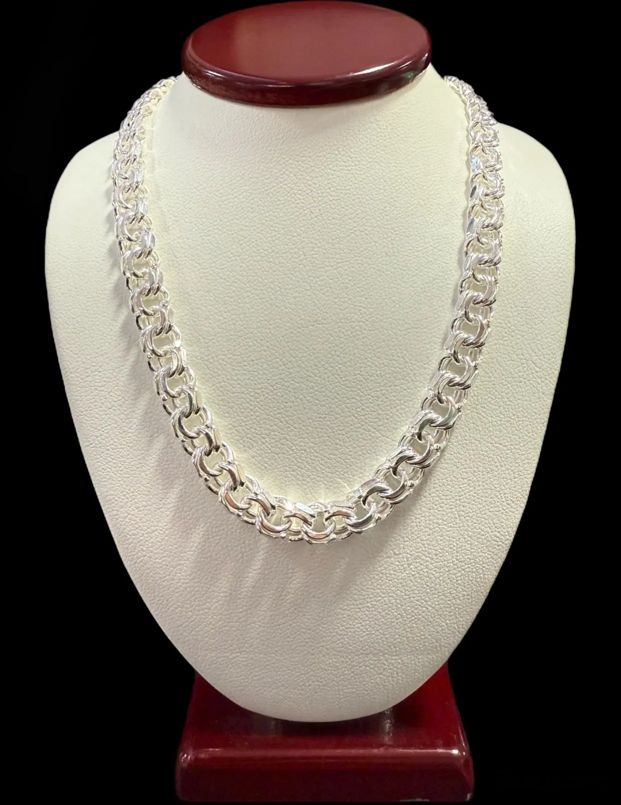 Ali Jewelers 7 mm Chino Link Statement Necklace, Costume Fashion Jewelry Accessory with Solid Necklace Chain