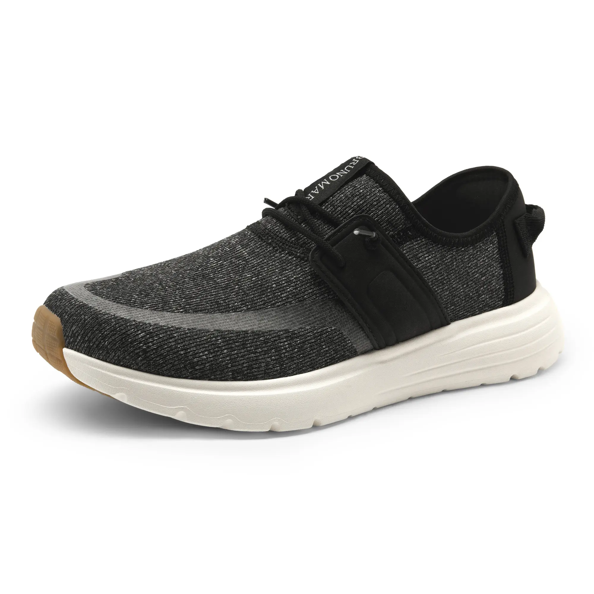 【BRUNO MARC Anniversary】 Men's Soft Knit Fabric Low Top Slip-On Sneakers - Elastic Lace, TPR Outsole, Comfortable Stylish Daily Walking Footwear, Casual, Daily Wear, Slip-On Loafer, Breathable, Shock Absorbent, Eva, Lightweight, Loafers, Walking Shoes, Sh