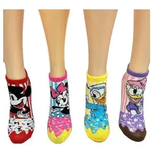 Disney Ladies' Mickey & Friends No-Show DonutSet - 4 Pair