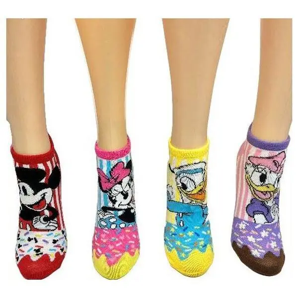 Disney Ladies' Mickey & Friends No-Show DonutSet - 4 Pair Disney Ladies' Mickey & Friends No-Show DonutSet - 4 Pair