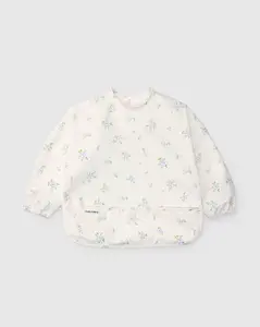Long Sleeve Bib - Ditsy Floral | Reusable & Adjustable Feeding Bib - Waterproof Mess-Proof Baby Bib - Unisex Baby Travel  Essentials