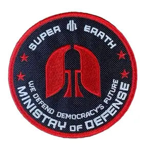 Ministry of Defense 4" Embroidered Patch with Red Helmet Insignia Iron On Sew On Hook Backing for Jackets Bags Vests Cosplay