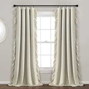 Lush Decor Reyna 100% Blackout Window Curtain Panel Single 54"W x 84"L with Ruffle Detail for Daytime Privacy & Energy Efficiency