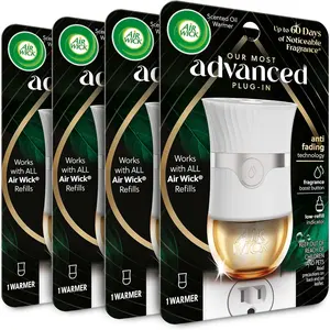 Advanced Plug In Scented Oil Warmer, Advanced Gadget, Home Air Freshener, White (Pack of 4, Gadget Only, Refills Sold Separately)
