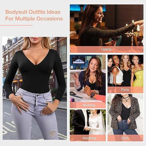 FeelinGirl U-Neck Tummy Control Thong Long Sleeve Bodysuit  Comfortable Womenswear 2 feelingirlshop