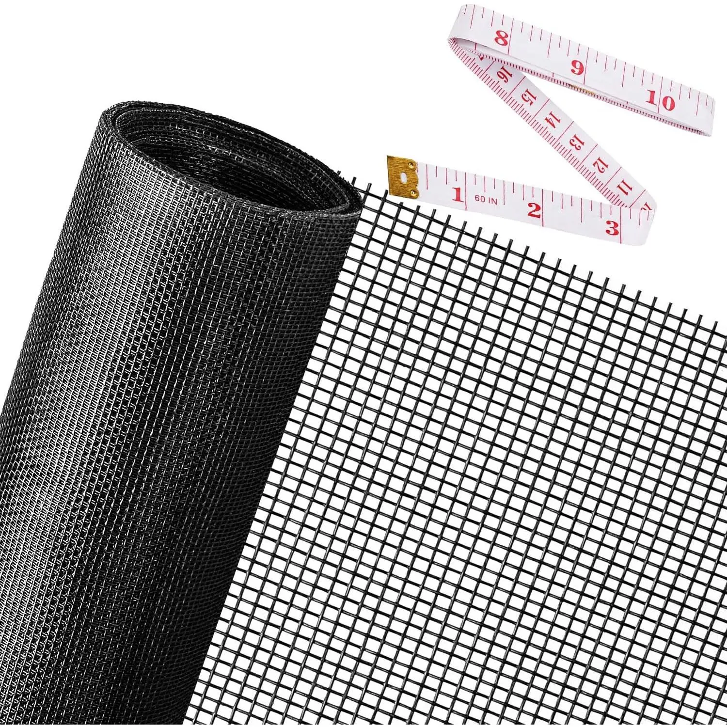 Replacement Window Screens, 48X118 Inch Durable Window Screen Mesh for Patio Porch Door Windows, DIY Adjustable Fiberglass Screen Repair Kit Sliding Net Roll Pet, Black by Ouskr