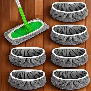 Reusable Wet and Dry Flat Mop Pads, Washable High-Absorbency Covers for Hardwood Floor Cleaning, Compatible with Most Flat Mops (Mop Head Not Included)