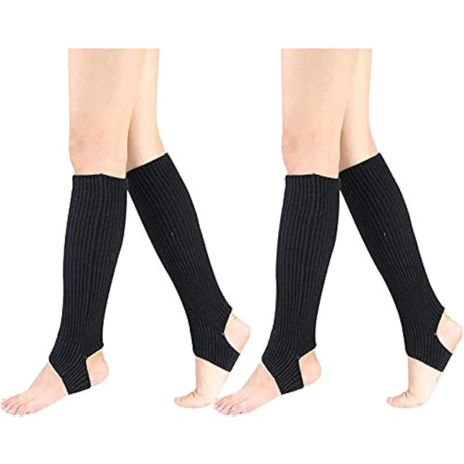 Yoga Socks for Women Girls Workout Socks Toeless Training Dance Leg Warmers (Black)