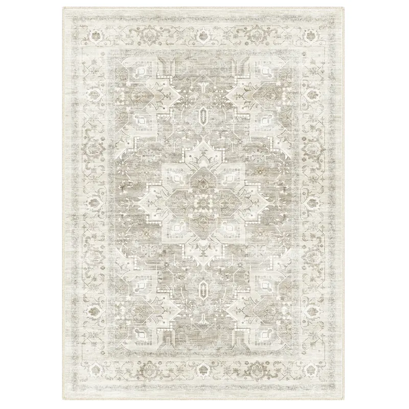 Sweetcrispy Geometric Decorative Area Rug - Rectangular Soft Machine Washable Polyester Rug with Non-Slip Backing, Low-Pile Aesthetic Room Decor for Bedroom, Living Room Indoor Use