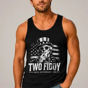 Two Fiddy Tank Top, Funny 250th Anniversary USA Tank Top, Patriotic America 250 Years Independence Day Tank Top
