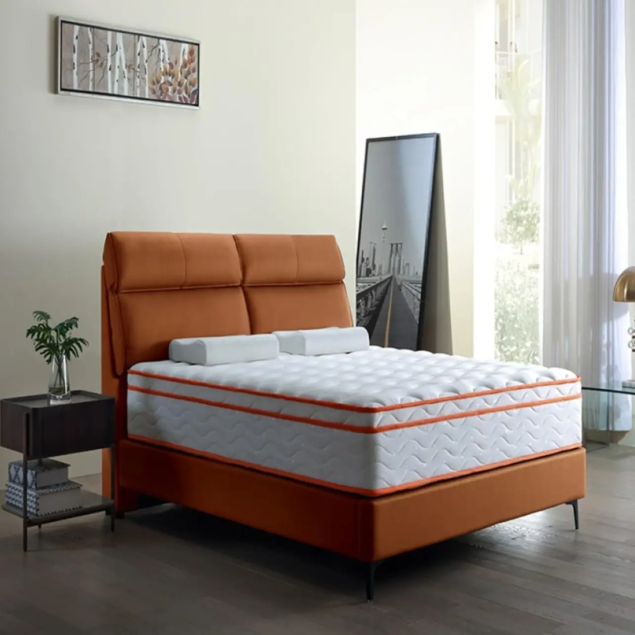 Twin XL 10-Inch Durable Memory Foam Hybrid Mattress in a Box, Pocket Spring Medium Firm Mattress with Pressure Relief, Motion Isolation, Neck Support, Anti-Allergic, CertiPUR-US Certified, Milk White (Above 25 kg)